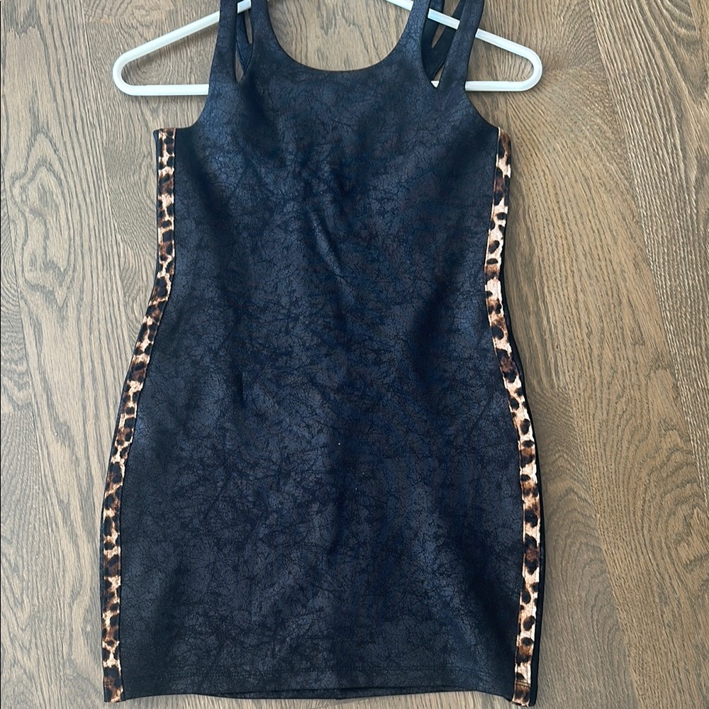 Chic Black Dress with Leopard Accents